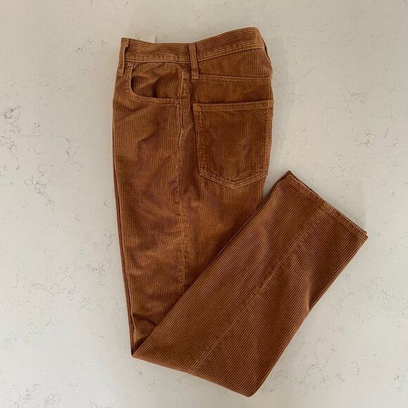 Denim Forum The Joni Hi Rise Loose Corduroy Cotton Pants Golden Brown Sz 26 - Picture 16 of 16